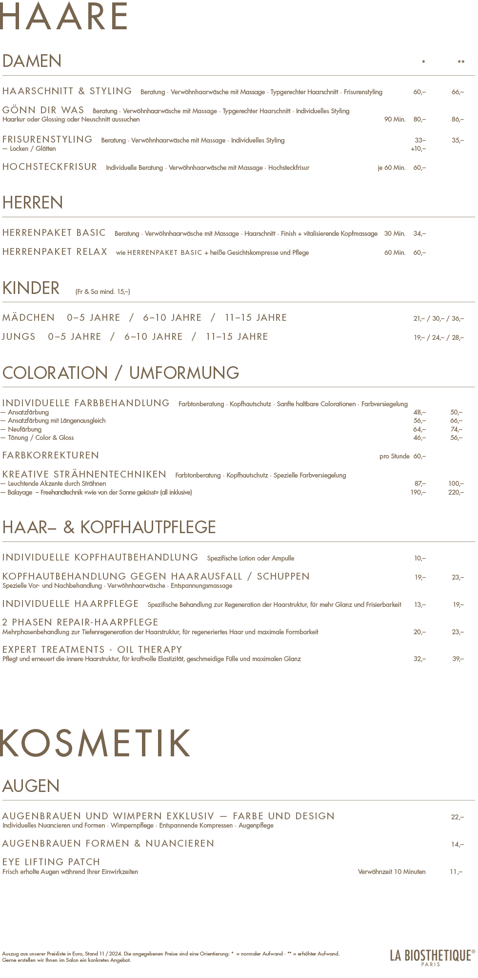 Christian Mayr Preisliste 2024